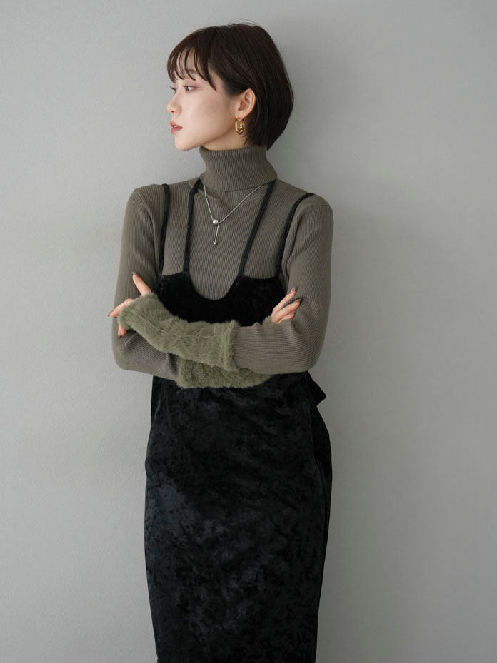 予約]クラッシュベロアデザインネックバックシャンキャミワンピース