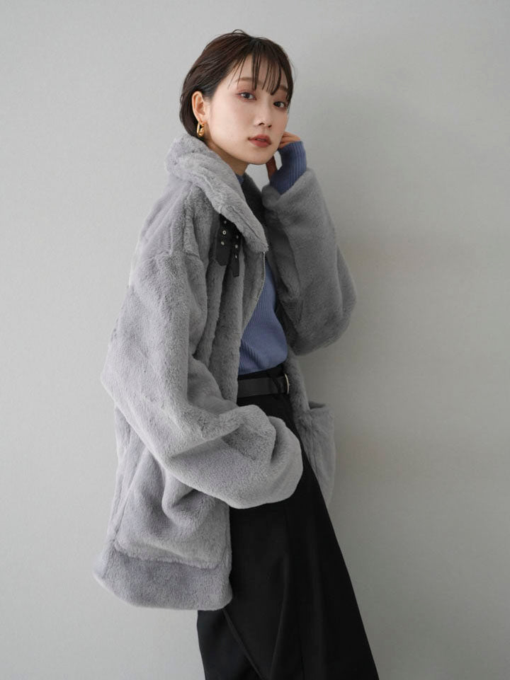 [Pre-order] Faux fur over jacket/gray