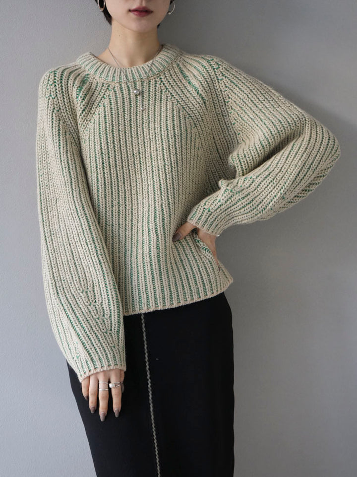 [Pre-order] Bicolor Striped Rib Knit Pullover/Ivory