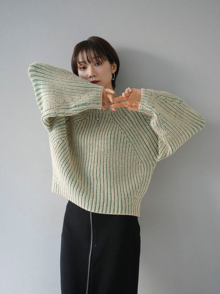 [Pre-order] Bicolor Striped Rib Knit Pullover/Ivory