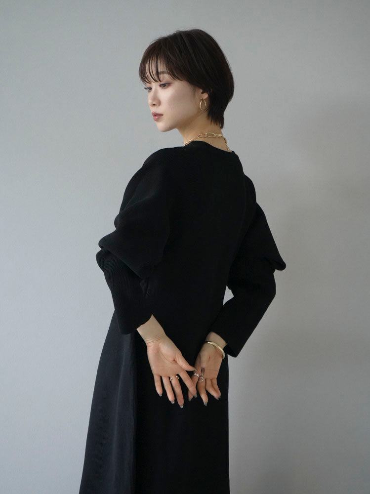 [Pre-order] Poly Woolly A-line Knit Dress/Black