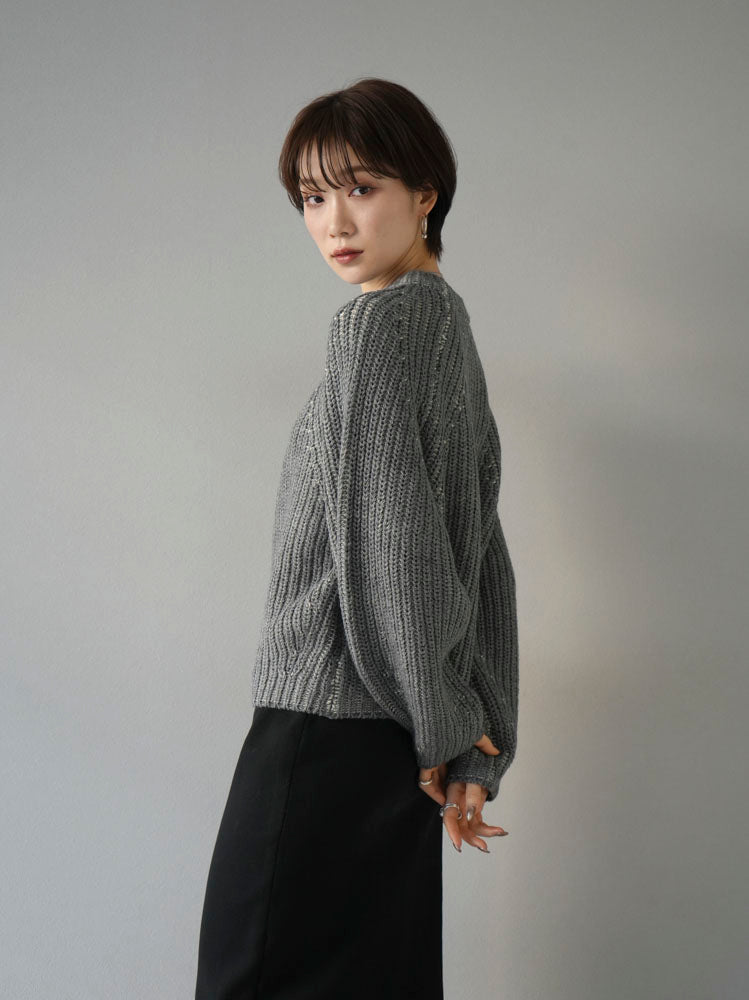 [Pre-order] Bicolor striped ribbed knit pullover/charcoal