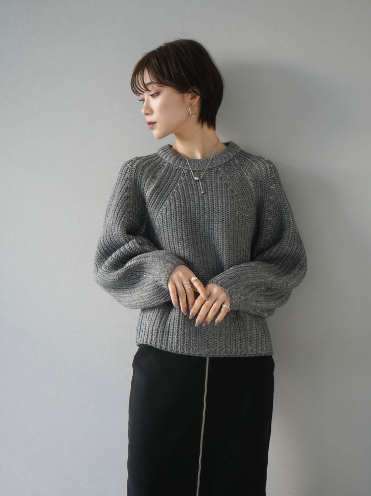 [Pre-order] Bicolor striped ribbed knit pullover/charcoal