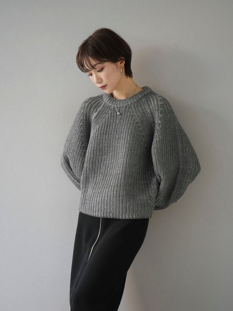 [Pre-order] Bicolor striped ribbed knit pullover/charcoal