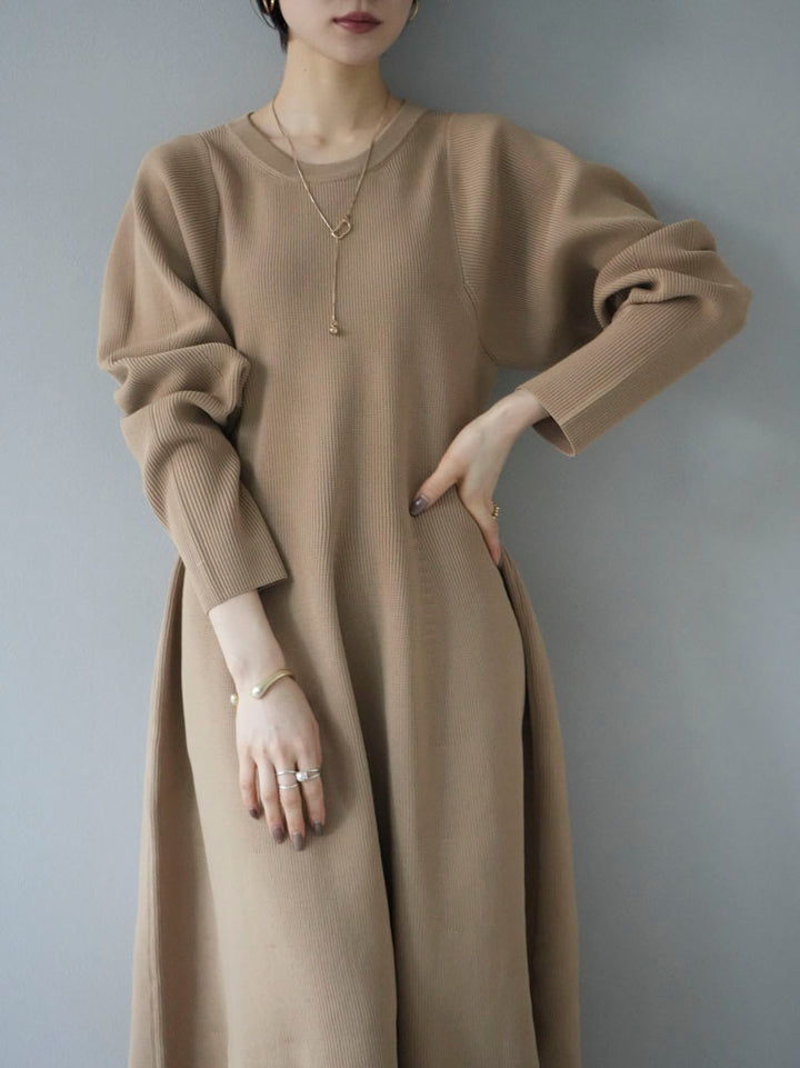 [Pre-order] Poly woolly A-line knit dress/beige