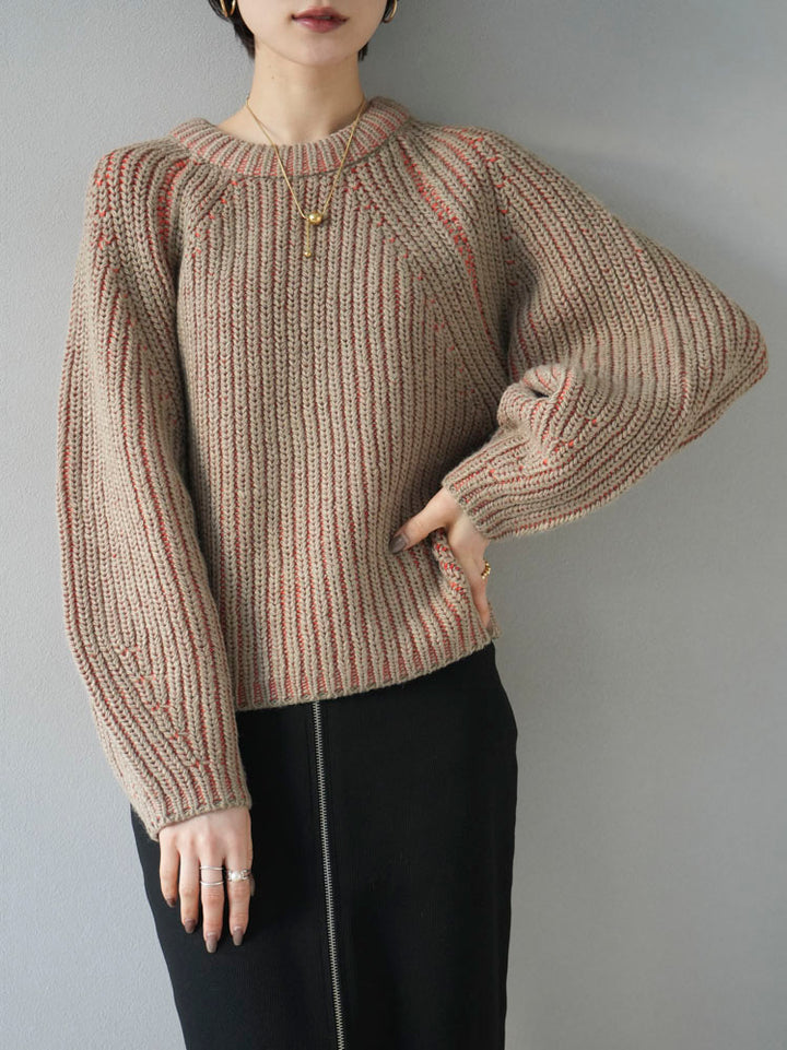 [Pre-order] Bicolor striped ribbed knit pullover/beige