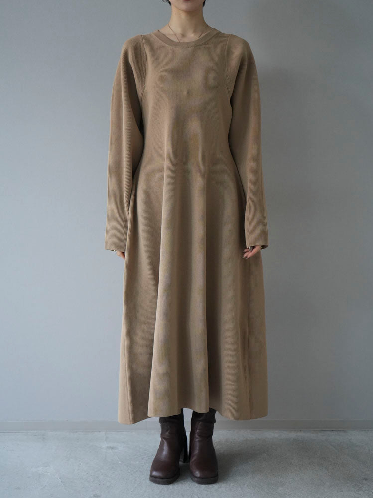 [Pre-order] Poly woolly A-line knit dress/beige