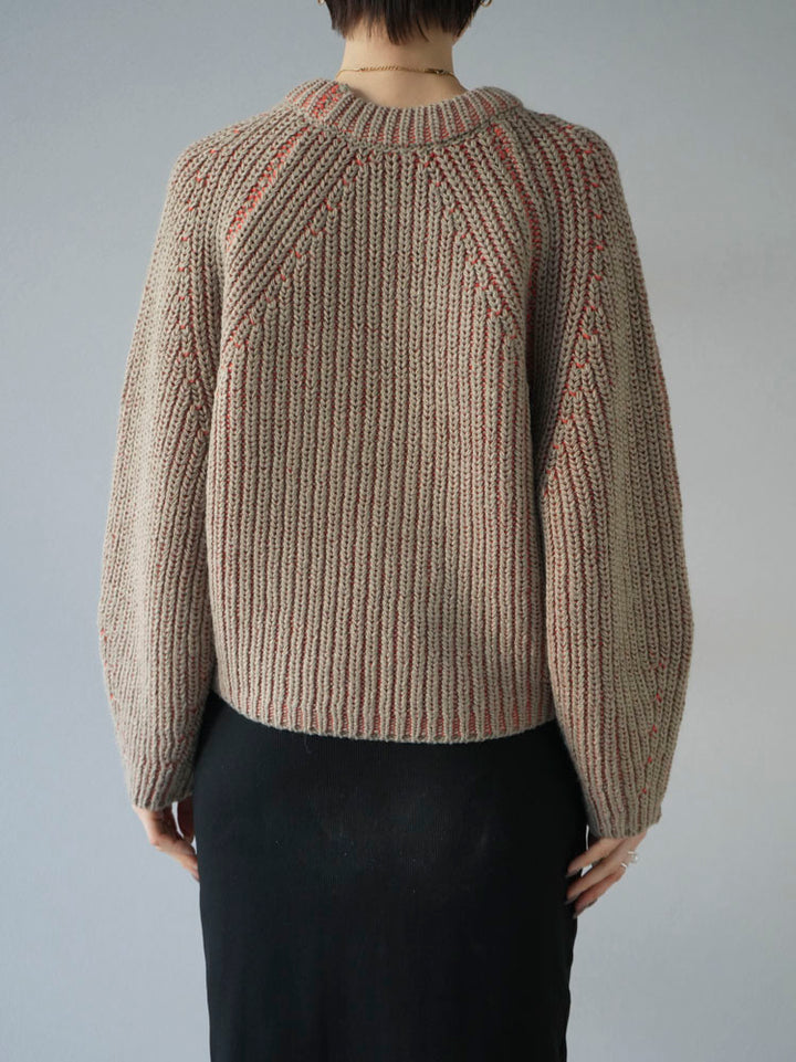 [Pre-order] Bicolor striped ribbed knit pullover/beige