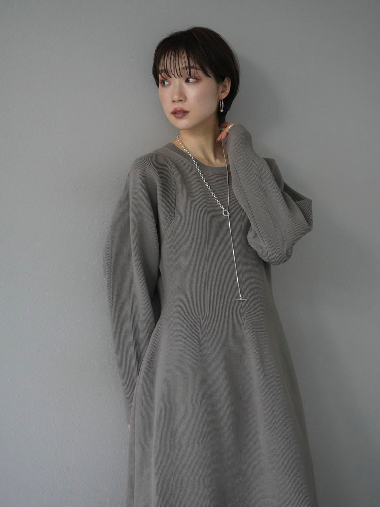 [Pre-order] Poly woolly A-line knit dress/gray