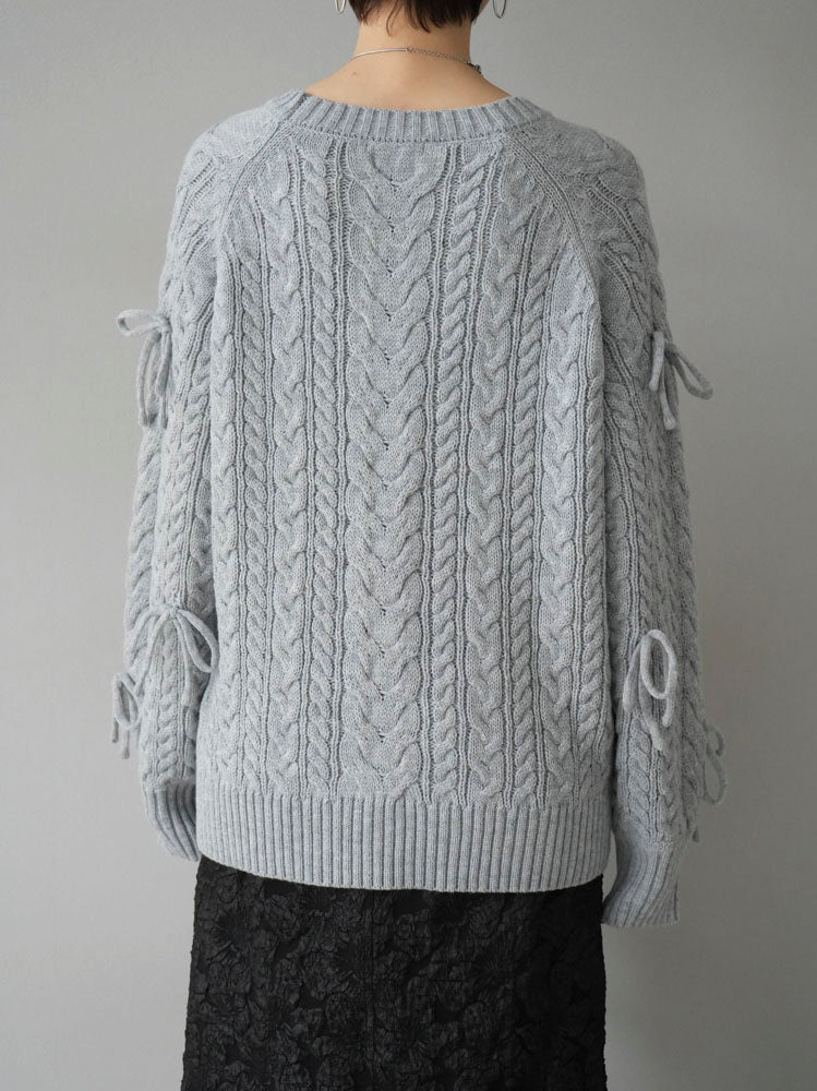 新品CADUNE 袖リボンケーブルニット CADUNE 袖リボンケーブルニット