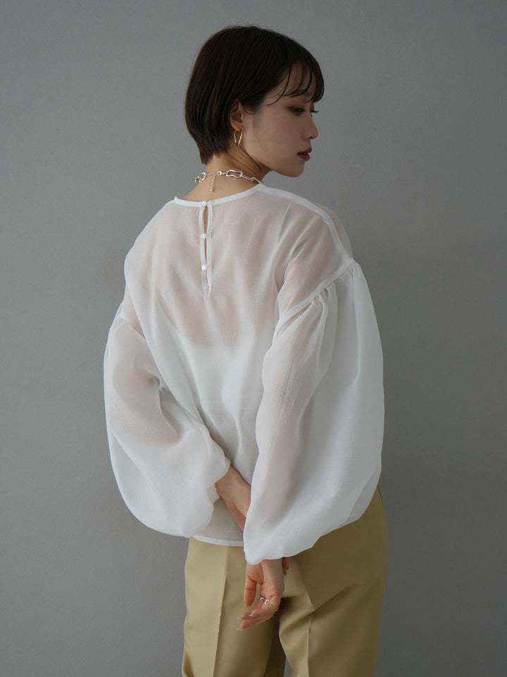 [SET] 捲袖水洗透明襯衫 + 寬鬆錐形褲 M (2set)