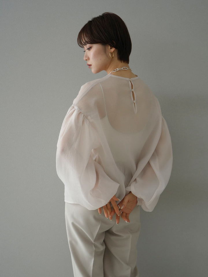[SET] 捲袖水洗透明襯衫 + 寬鬆錐形褲 M (2set)