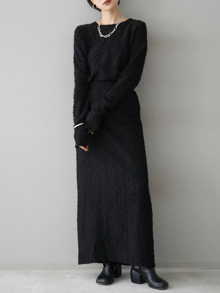 [Pre-order] Brushed jacquard I-line skirt/black