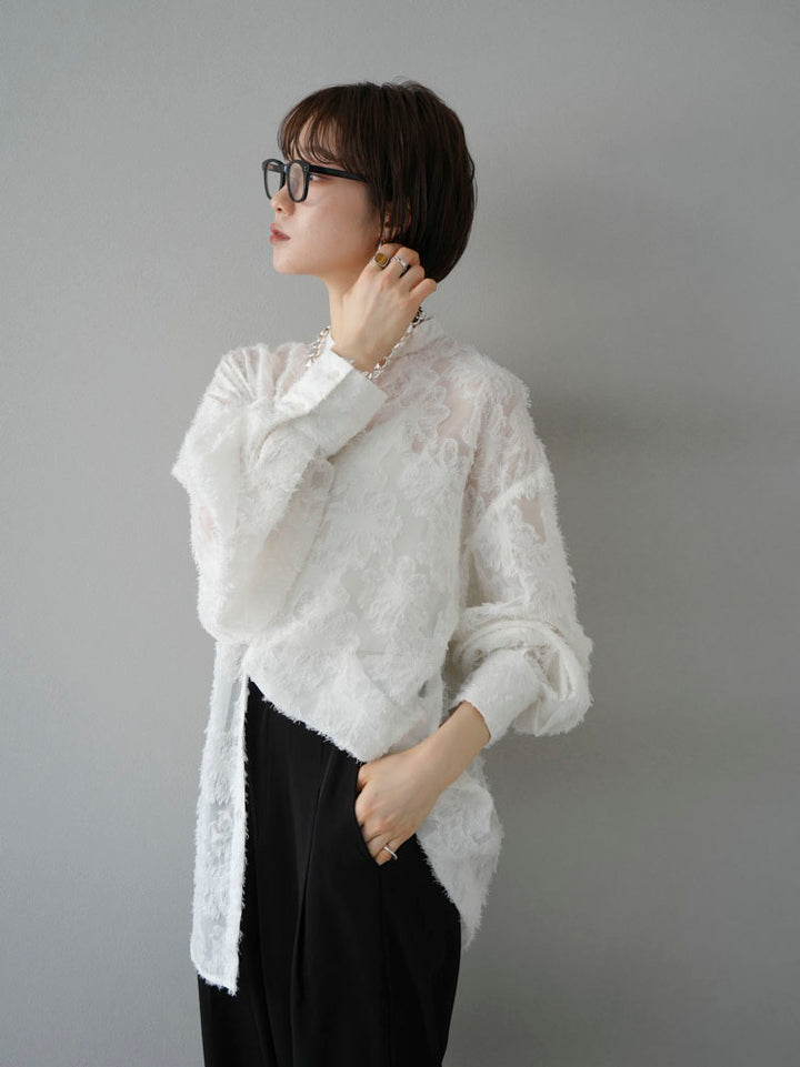 [Pre-order] Sheer Flower Jacquard Shirt/Ivory