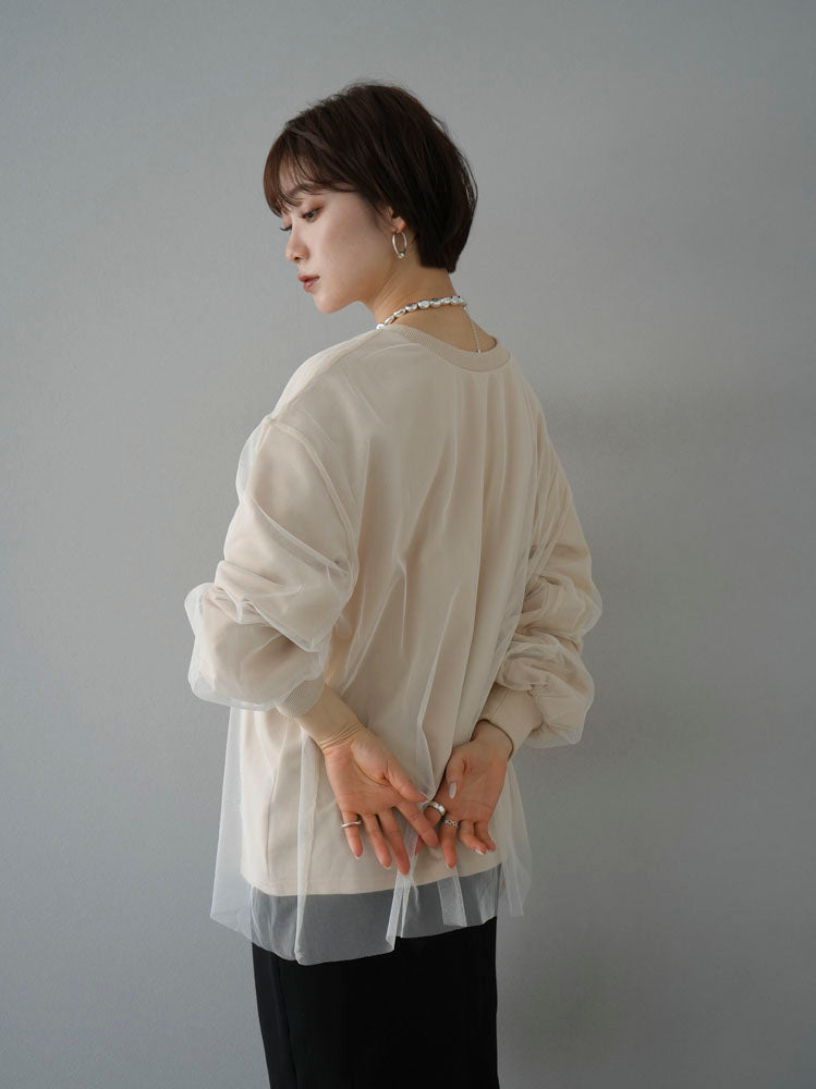 [Pre-order] Tulle Docking Sweat Pullover/Light Beige