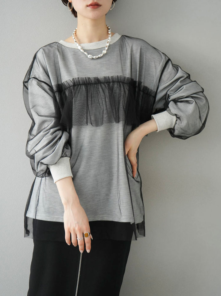 [Pre-order] Tulle Docking Sweat Pullover/Oatmeal