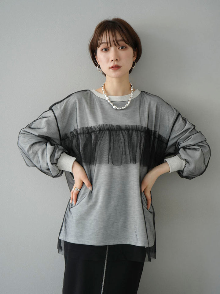 [Pre-order] Tulle Docking Sweat Pullover/Oatmeal