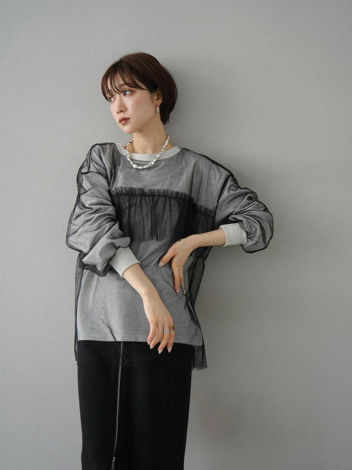 [Pre-order] Tulle Docking Sweat Pullover/Oatmeal