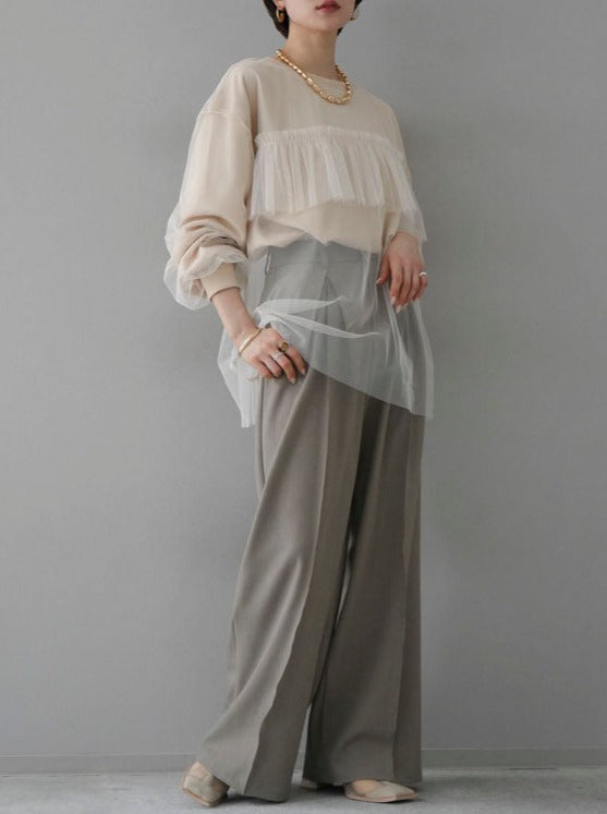 [Pre-order] Tulle Docking Sweat Pullover/Light Beige