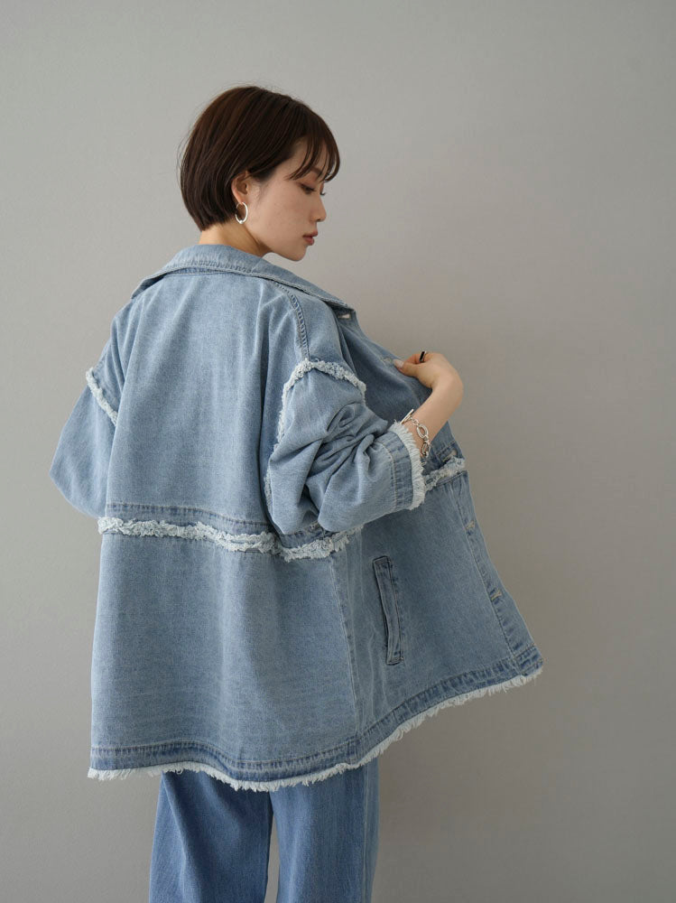 [SET] 2WAY denim stand collar jacket + double strap cut rib bra camisole + pocket design straight denim (2-3 sets)