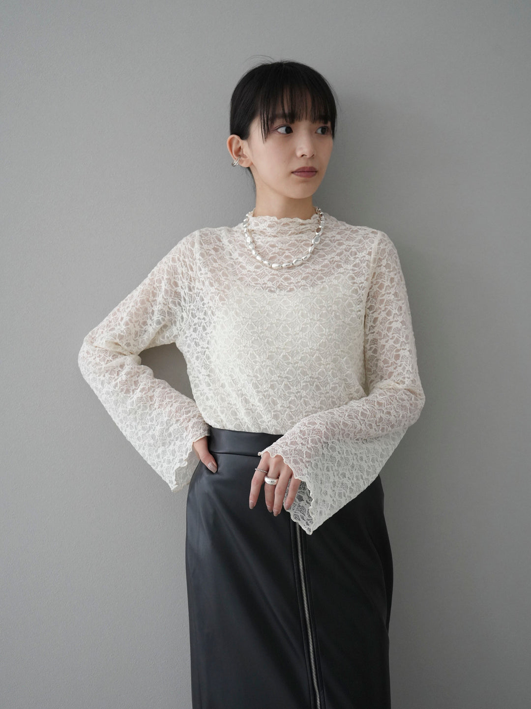 [Pre-order] Lace sheer top/ivory