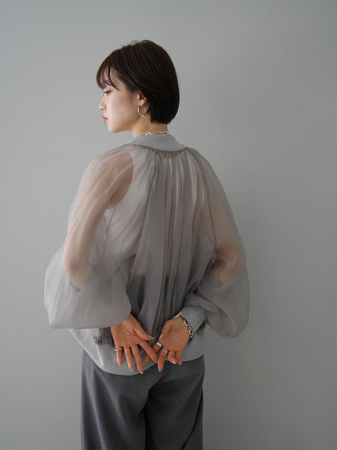 [SET] 透明紗羅紋上衣 + 透明紗羅紋上衣 (2 套)