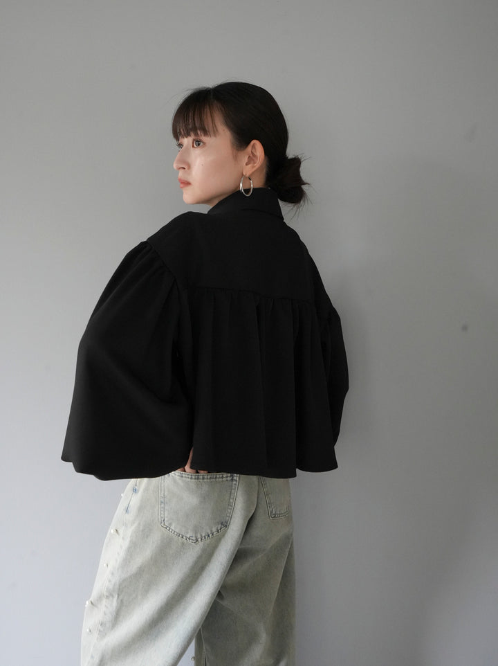 [Pre-order] Short Gathered Blouse/Black