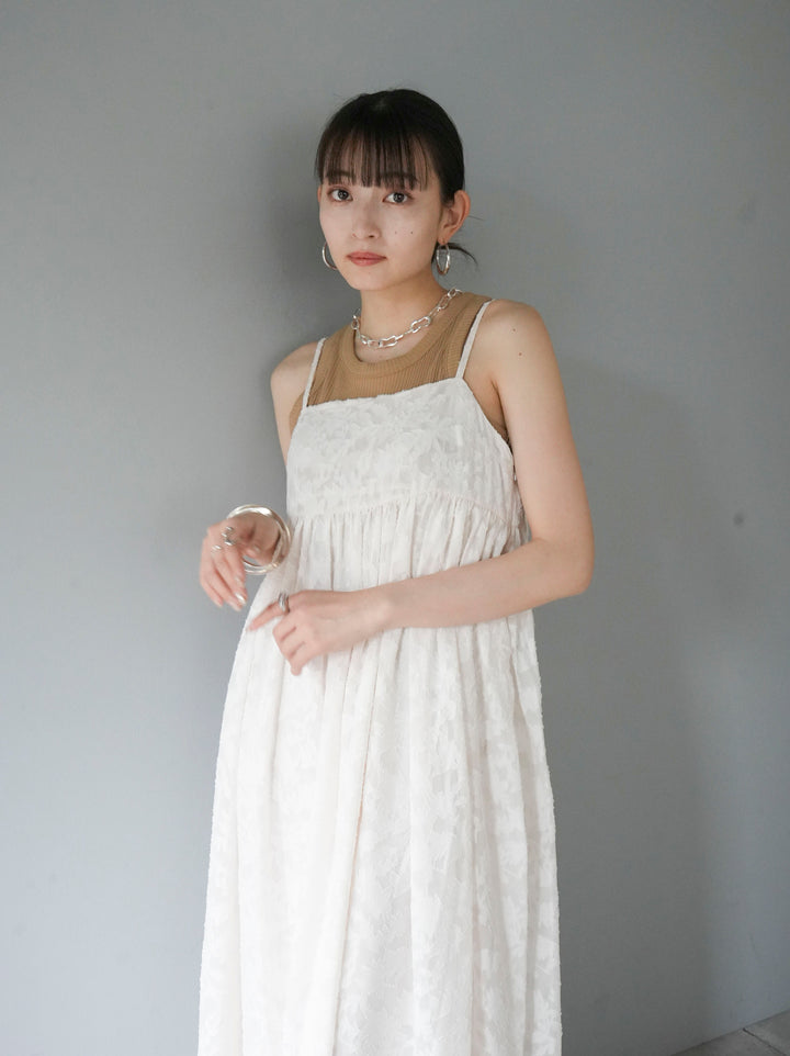 [Pre-order] Flower Jacquard Camisole Dress/Ivory