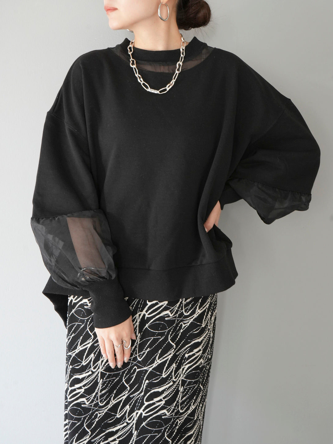 [Pre-order] Point sheer fleece pullover/black