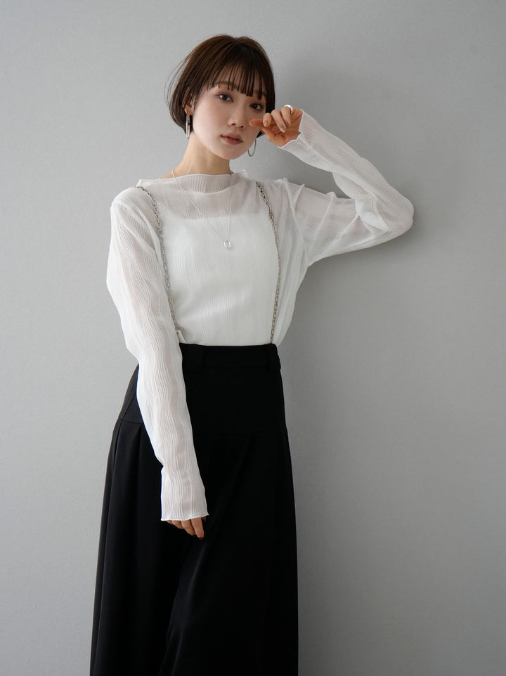 [SET] Willow Wave Sheer Top + Chain Suspender Tuck Skirt (2set)