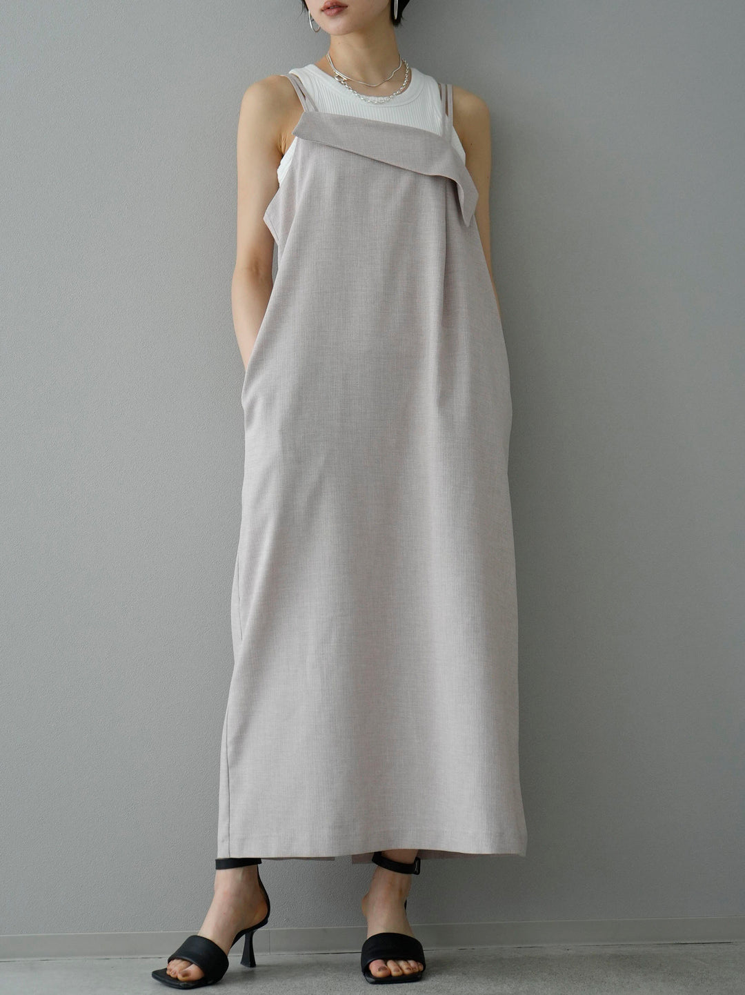 [SET] Design camisole dress + cut rib American sliver tank top (2 sets)