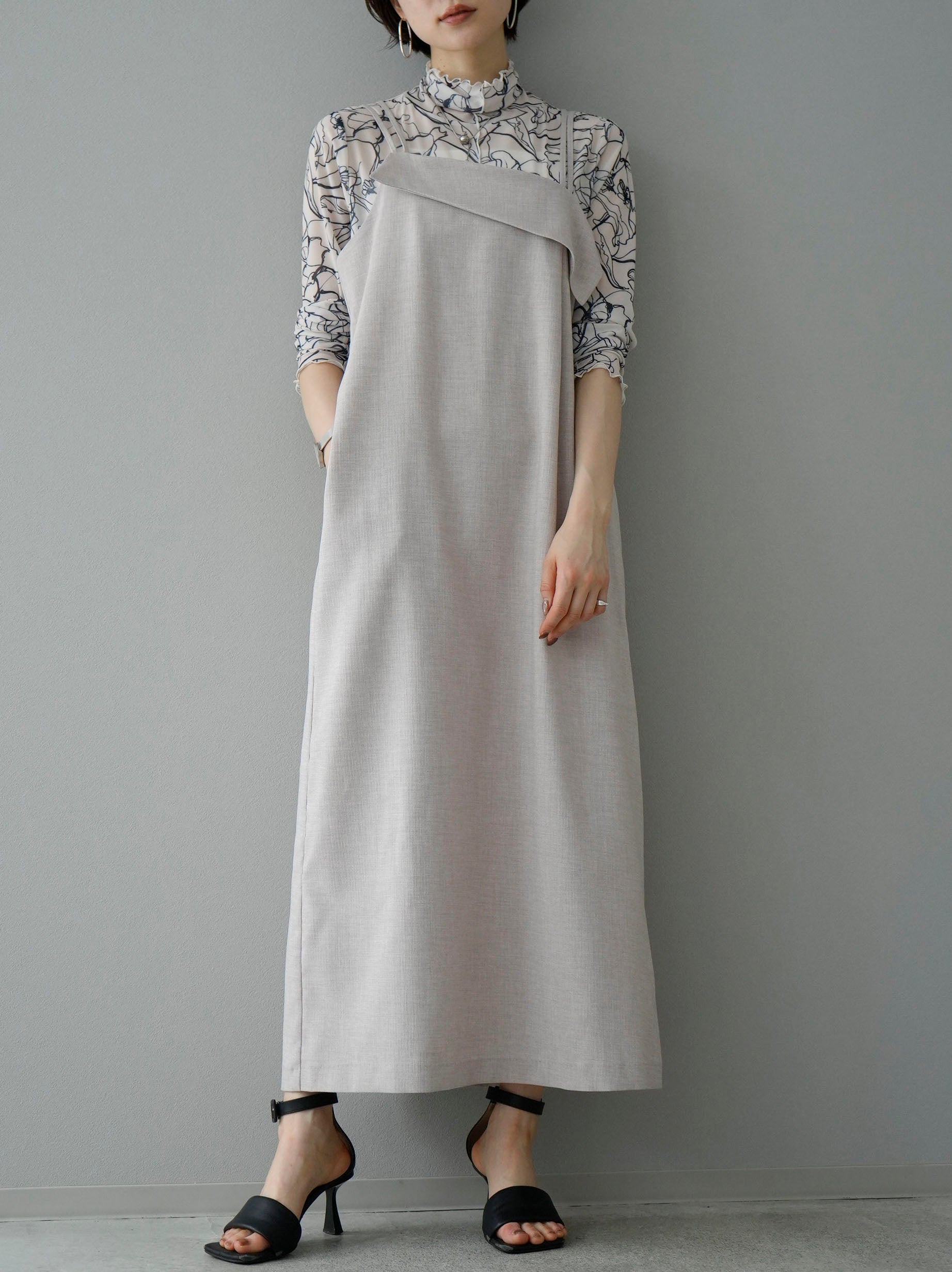 ♡新品未使用♡simonetta♡ワンピース　14A SET]デザインキャミソールワンピース+ペンタッチシアーメロー