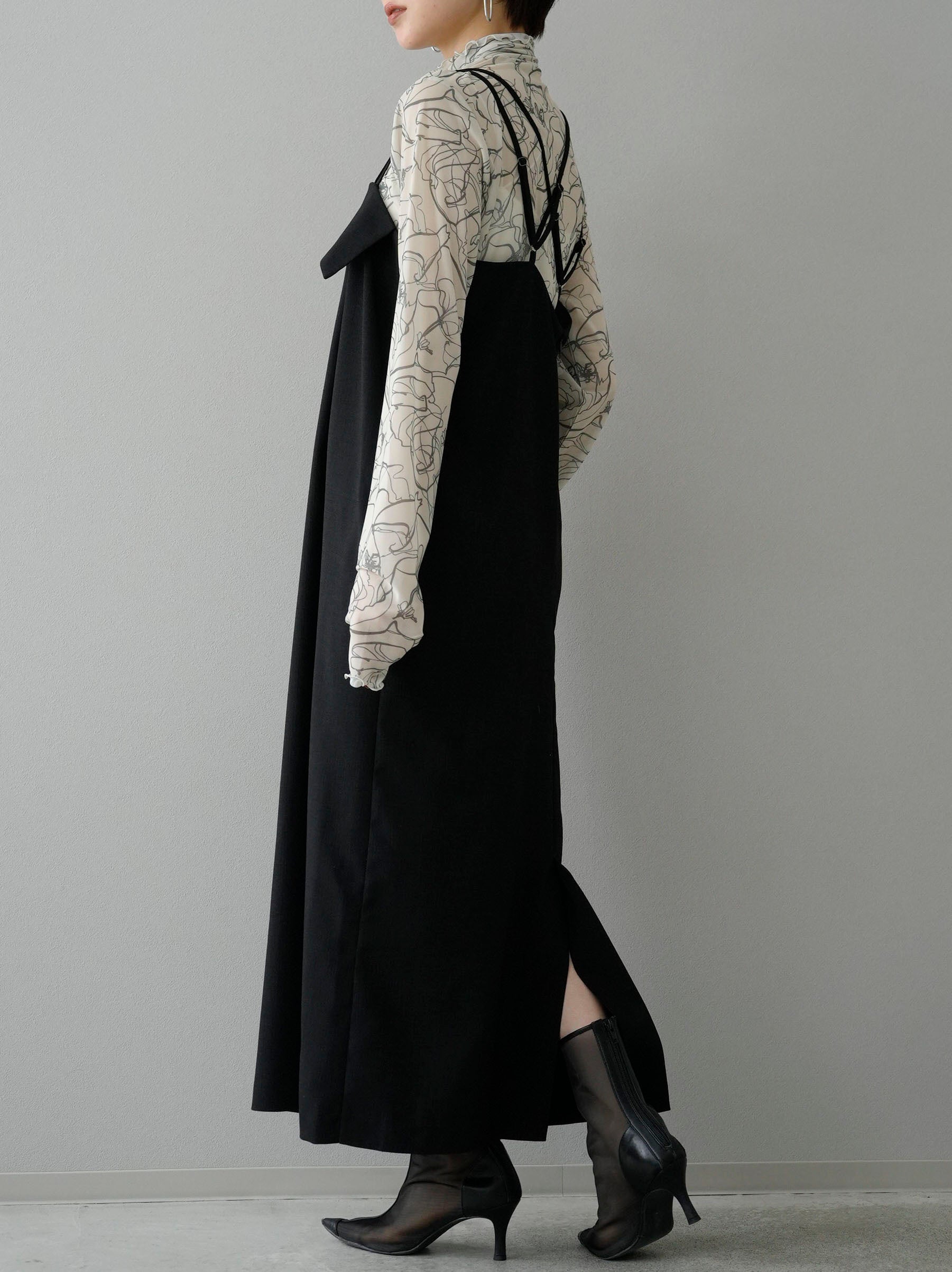 SET]デザインキャミソールワンピース+ペンタッチシアーメロー