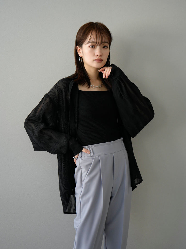 [SET] Willow Wave Overshirt + Double Strap Cut Rib Bra Camisole + Easy Tapered Pants LL (3set)