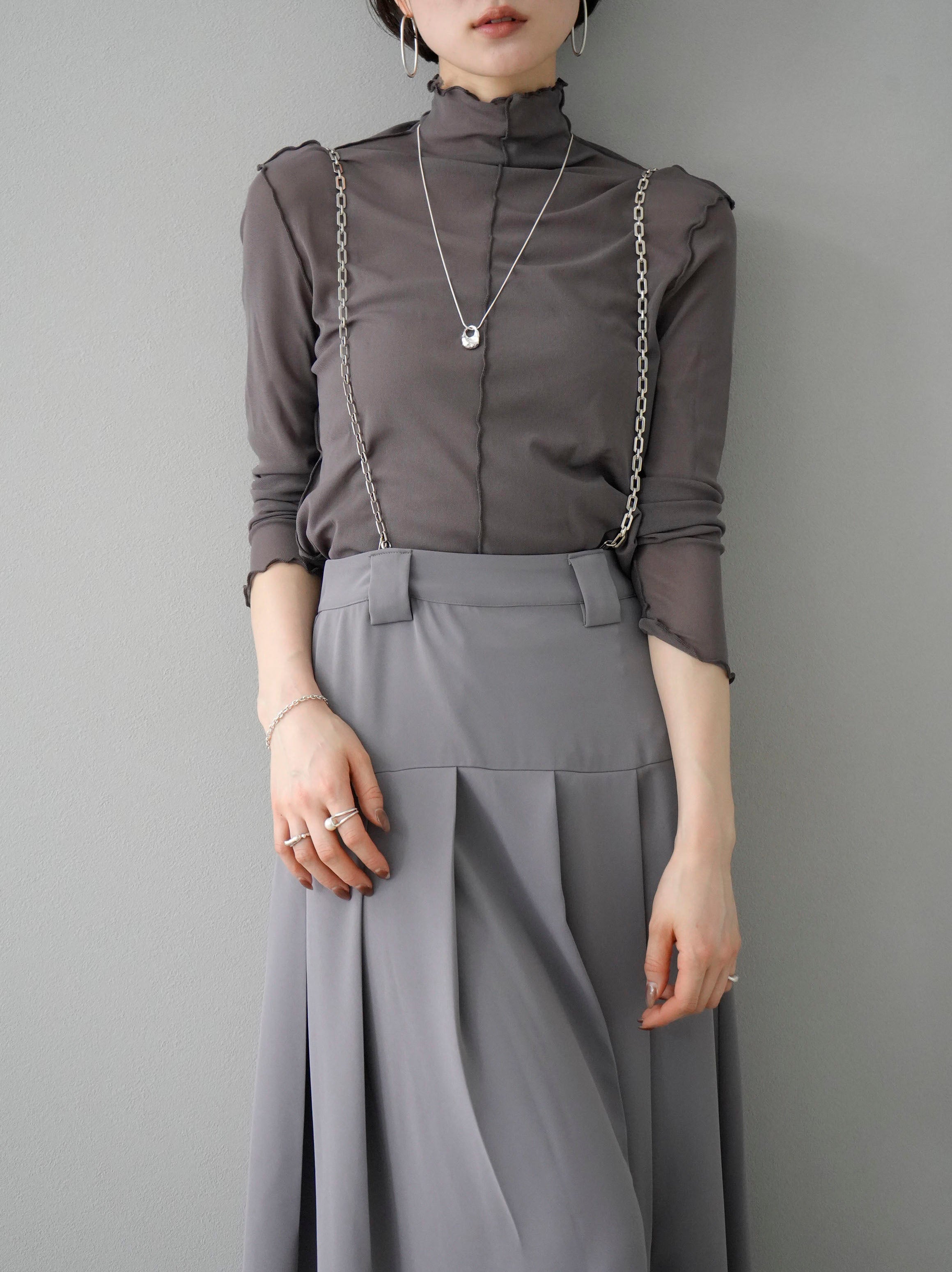 SET]チェーンサスペンダータックスカート+メローデザインシアー