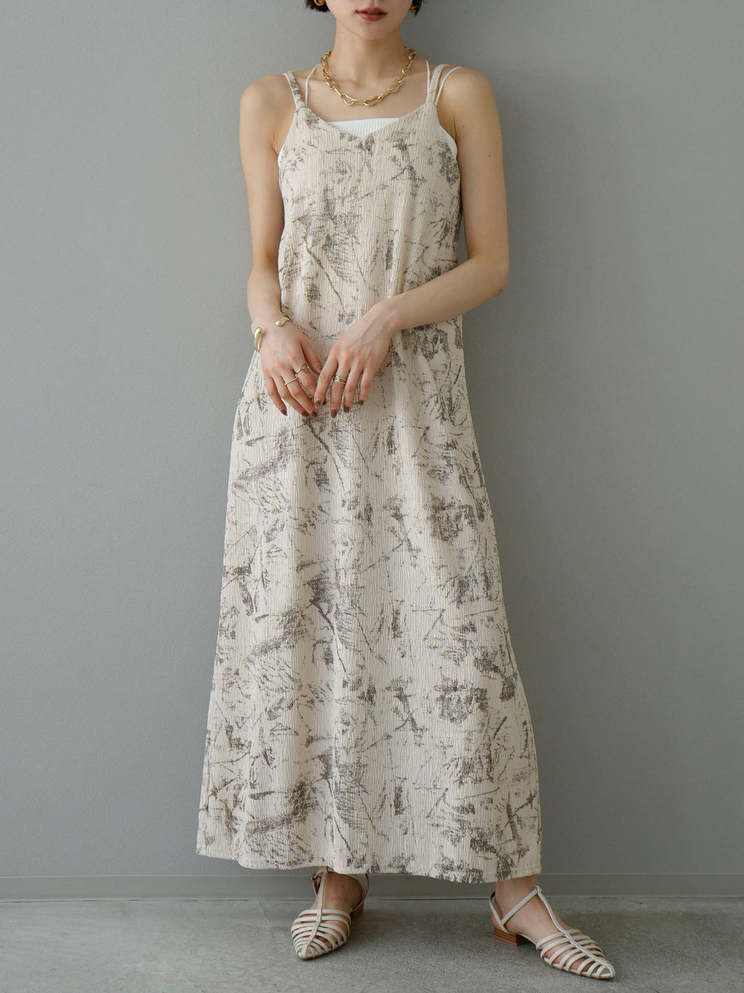 [Pre-order] Willow Nuance Pattern Camisole Dress/Ivory