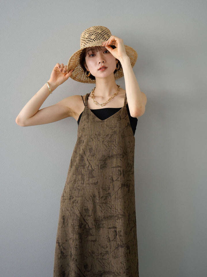 [SET] Willow Nuance Pattern Camisole Dress + Double Strap Cut Rib Bra Camisole (2set)