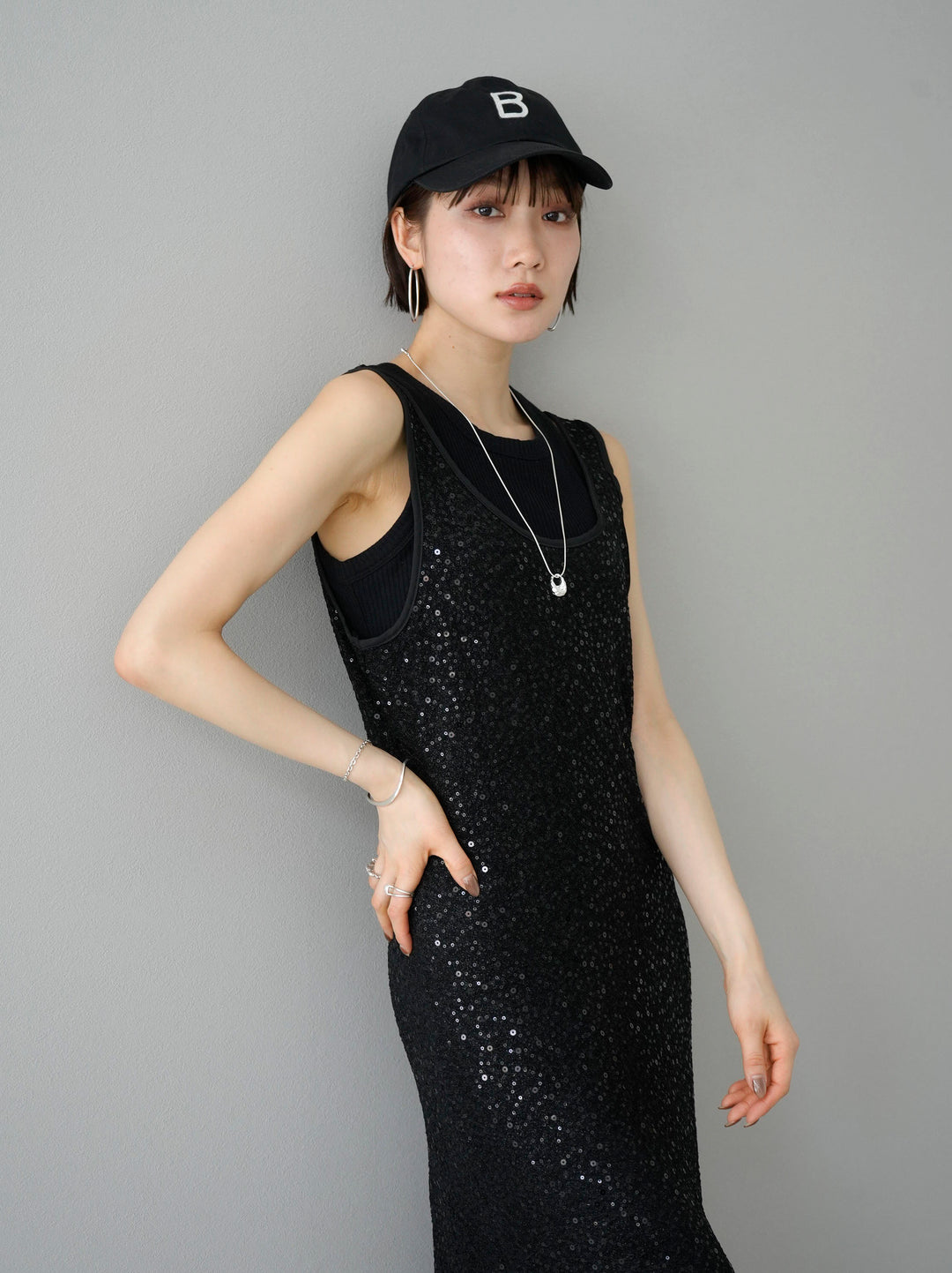 [Pre-order] Sequin Sleeveless Dress/Black