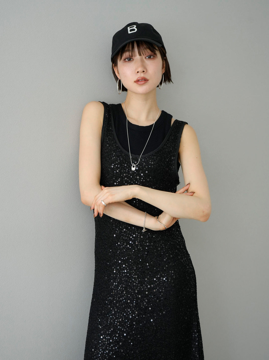 [Pre-order] Sequin Sleeveless Dress/Black