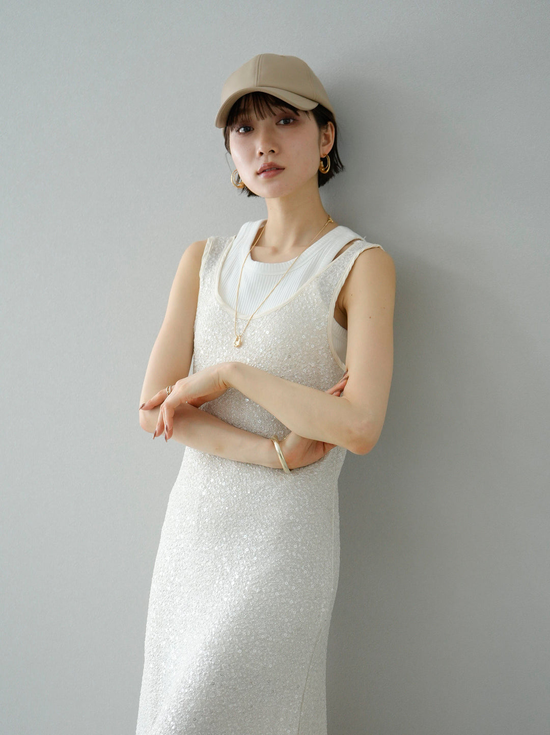[Pre-order] Sequin Sleeveless Dress/Ivory