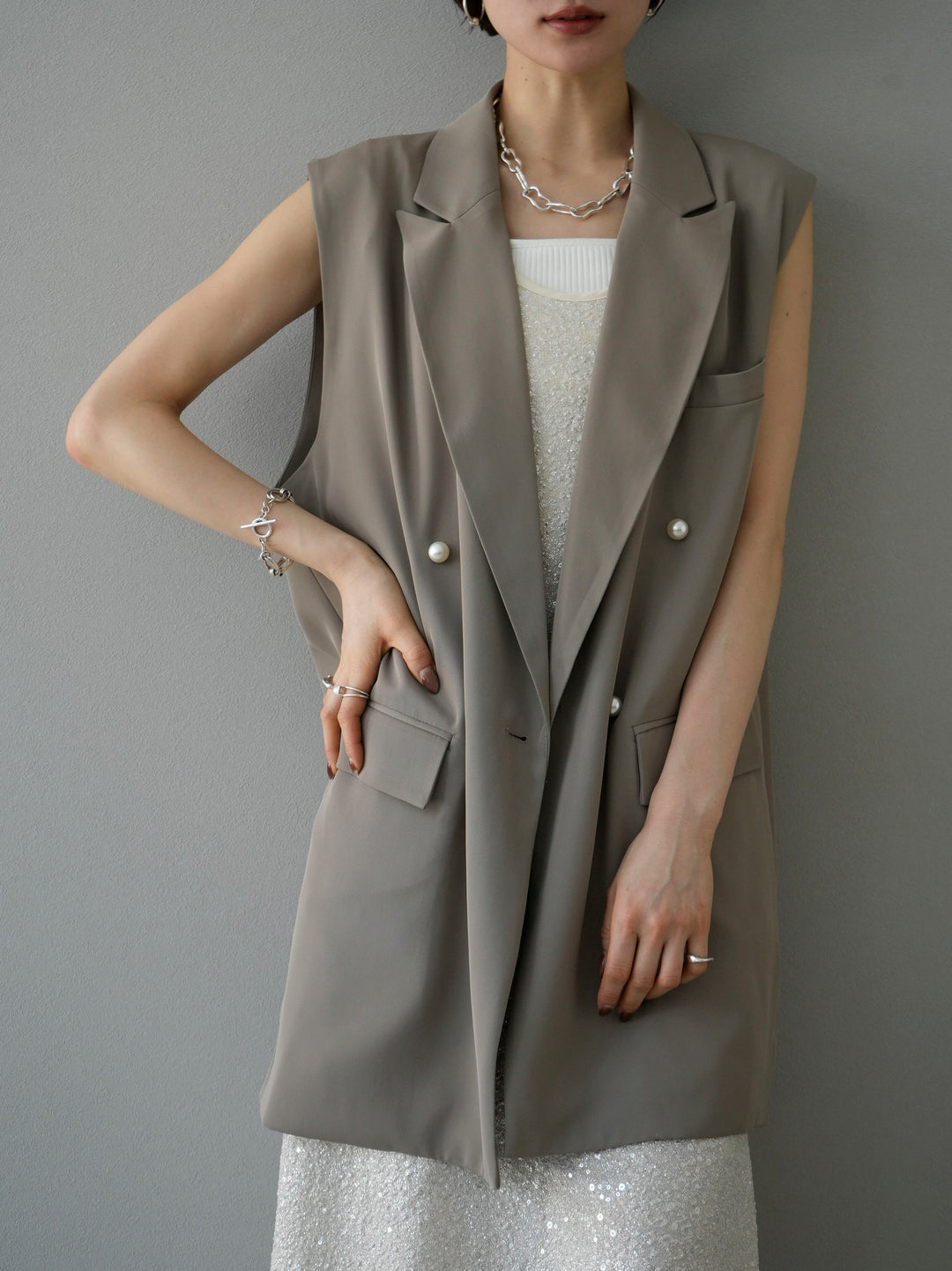 [Pre-order] Sequin Sleeveless Dress/Ivory