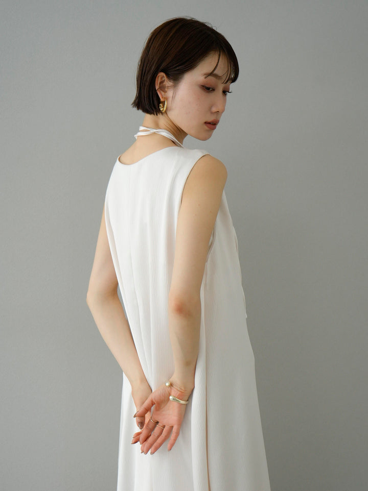[Pre-order] Twisted shoulder crepe satin dress/ivory
