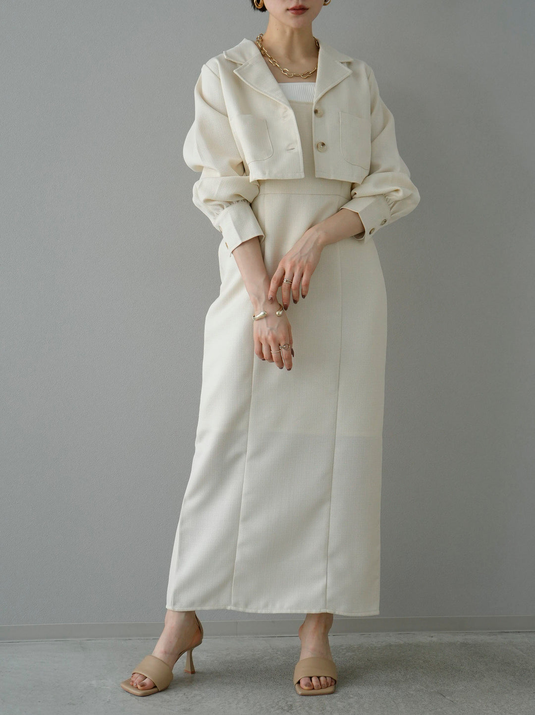 [Pre-order] Linen touch short jacket/ivory