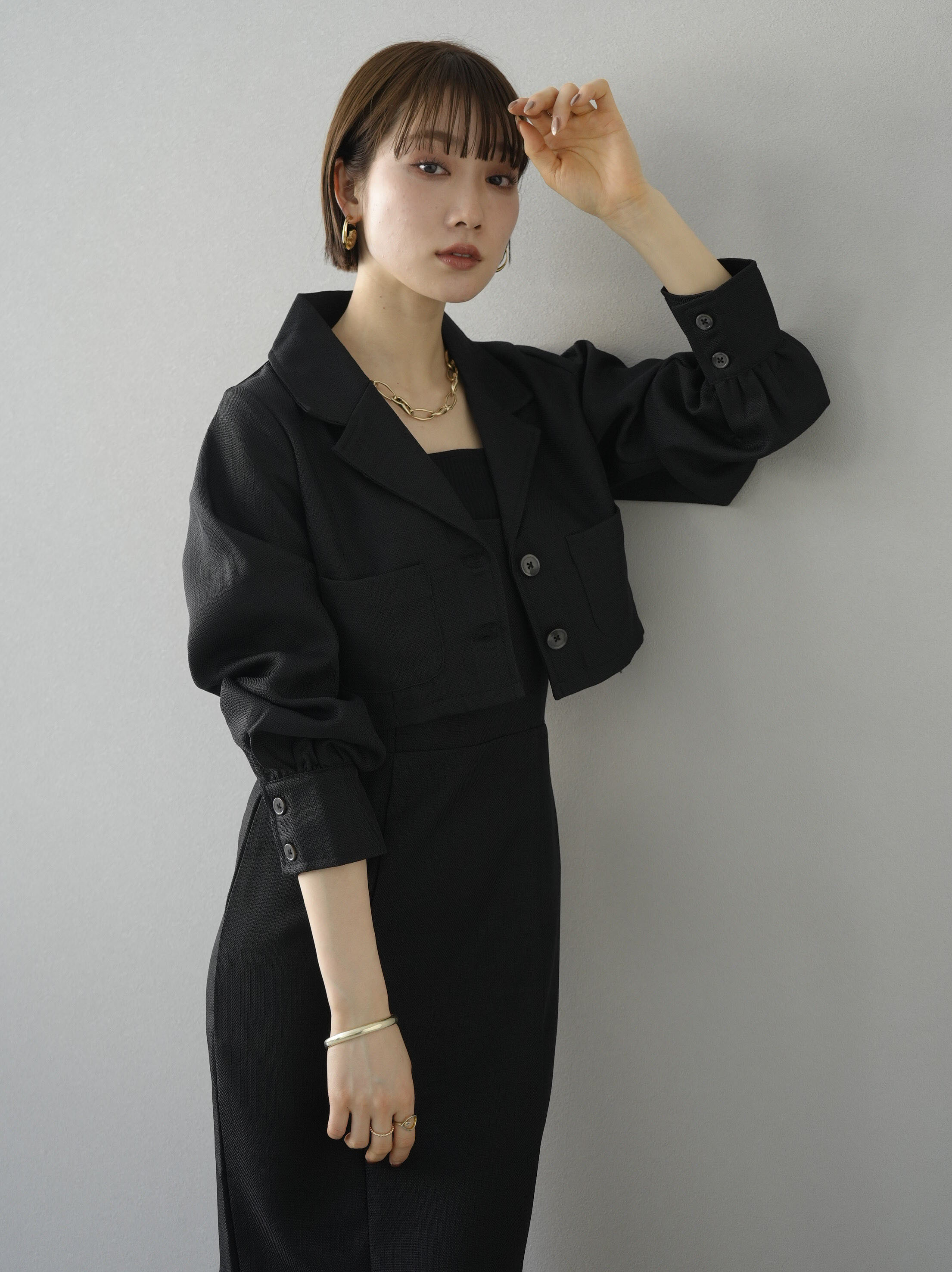 seyto サイズ2 / サテンフリルショートボンバージャケット 【公式通販】