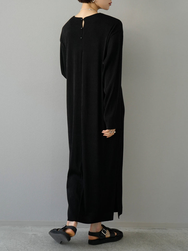 [Pre-order] Color-coordinated striped narrow dress/black