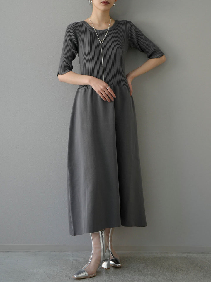 [Pre-order] Polyester knit peplum dress/gray