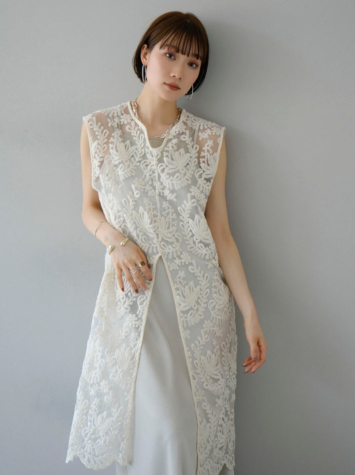 [Mix and match set] [SET] Front slit lace tunic + belt asymmetrical distressed denim + distressed satin cami dress (3 sets)
