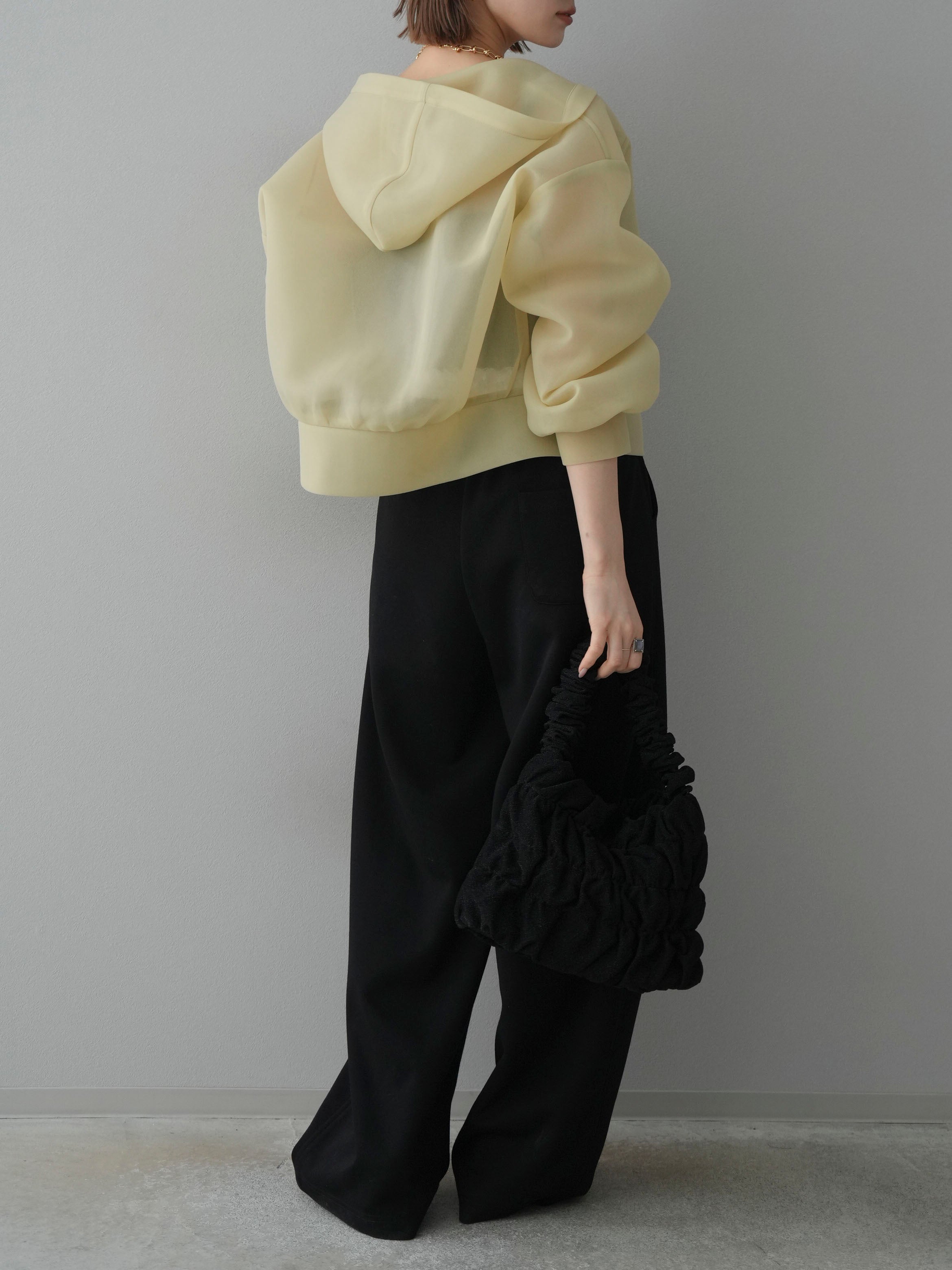 lumier シアーダンボールフーディー+レースレイヤードスウェットパンツSET SET]シアーダンボールフーディー+カップ付テレコリブベア