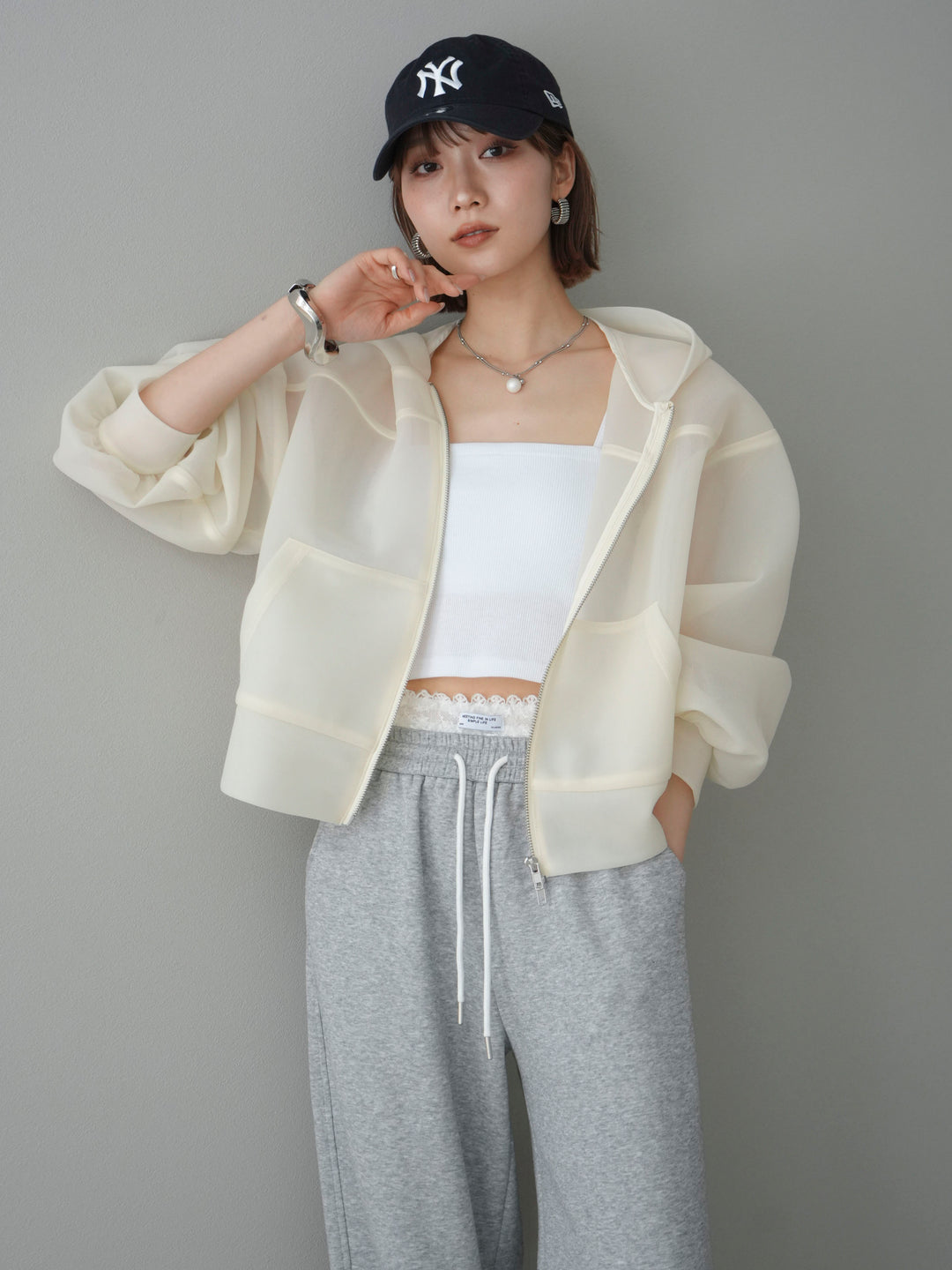 [予約]カップ付テレコリブベアキャミソール/オフ