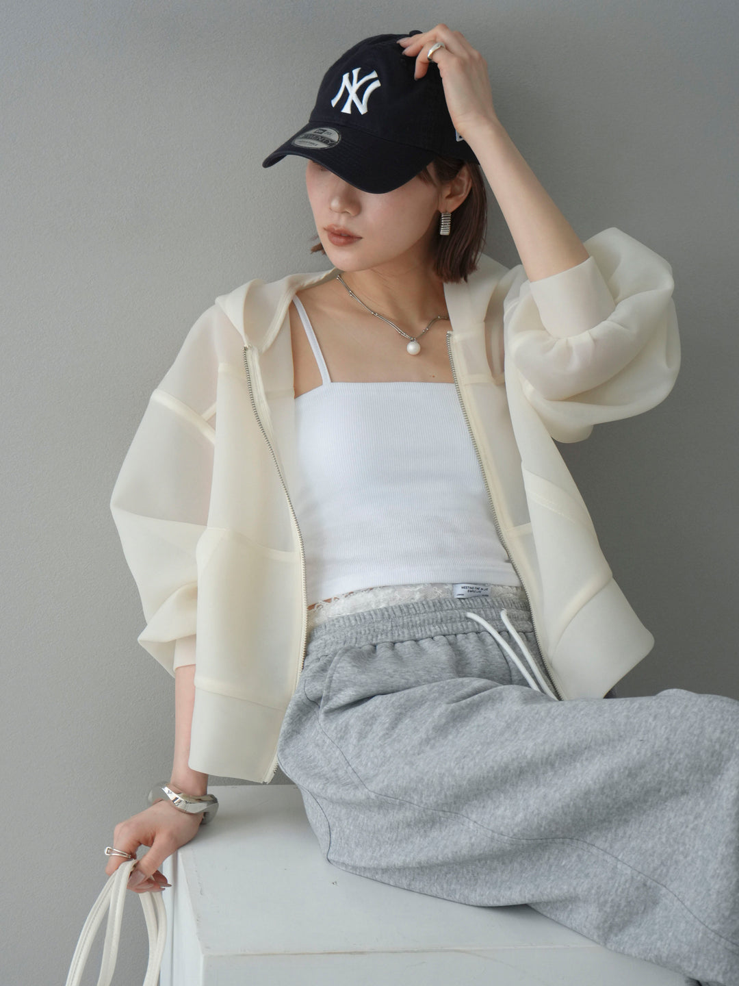 [予約]カップ付テレコリブベアキャミソール/オフ